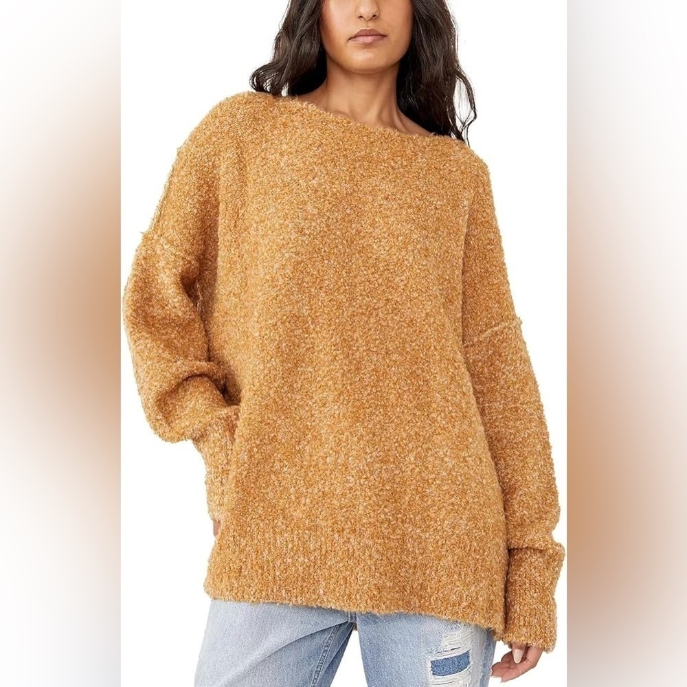 Free People Women's Moira Wool-Blend Slouchy Tunic Sweater Honeycomb XSmall